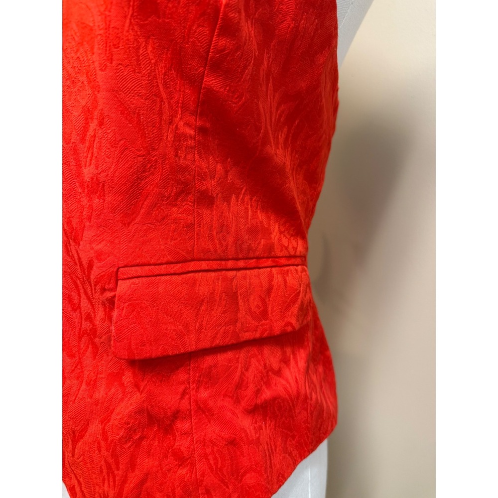 NWT NY Collection Red Jacquard V Neck Sleeveless Button Front Vest Size 8 - Picture 3 of 10